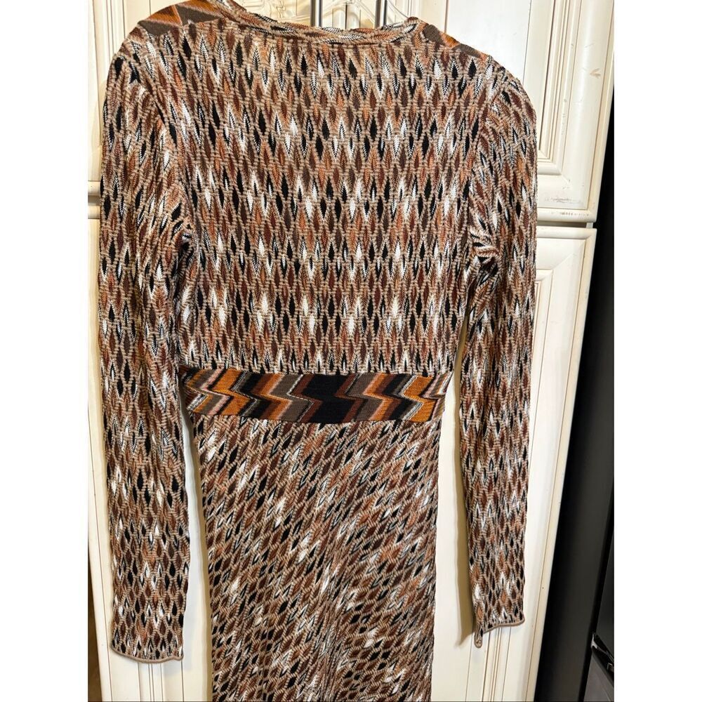 Missoni Women's V-Neck Wool Blend Long Sleeve Fit & Flare Dress Multicolor Small